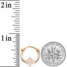 Load image into Gallery viewer, 16G 3/8 Clear Gem Rose Gold Tone Anodized Classic Cluster Septum Clicker
