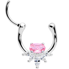 Load image into Gallery viewer, 18G 3/8 Pink Clear Gem Spray Cartilage Clicker
