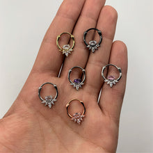 Load image into Gallery viewer, 18G 3/8 Pink Clear Gem Spray Cartilage Clicker
