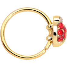 Load image into Gallery viewer, 20G 5/16 Red Gem Gold Tone Ladybug Nose Hoop
