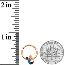 Load image into Gallery viewer, 16G 3/8 Aqua Gem Rose Gold Tone Mermaid Hinged Segment Ring
