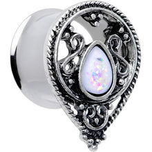 将图片加载到图库查看器，White Faux Opal Filigree Double Flare Plug Set
