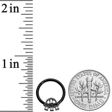Load image into Gallery viewer, 16G 3/8 White Faux Opal Black UFO Hinged Segment Ring
