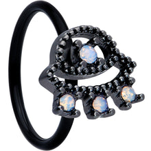 Load image into Gallery viewer, 20G 5/16 White Faux Opal Black UFO Nose Hoop
