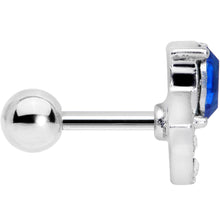 Load image into Gallery viewer, 16G 1/4 Clear Blue Gem Art Deco Fan Cartilage Tragus Earring
