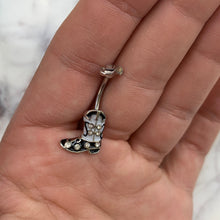 将图片加载到图库查看器，Clear Gem Western Boot Hat Belly Ring
