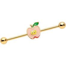 Load image into Gallery viewer, 14G Gold Tone Sweet Apple Industrial Barbell 38mm
