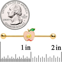 Load image into Gallery viewer, 14G Gold Tone Sweet Apple Industrial Barbell 38mm
