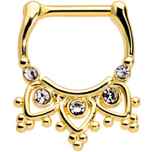 Load image into Gallery viewer, 16G 3/8 Clear Gem Gold Tone Lacy Drama Cartilage Clicker

