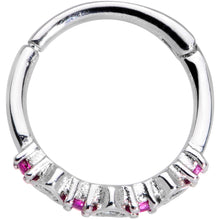 将图片加载到图库查看器，16G 3/8 Clear Pink CZ Gem Hearts Hinged Segment Ring
