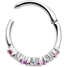 将图片加载到图库查看器，16G 3/8 Clear Pink CZ Gem Hearts Hinged Segment Ring
