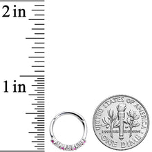将图片加载到图库查看器，16G 3/8 Clear Pink CZ Gem Hearts Hinged Segment Ring
