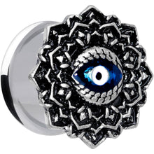 Load image into Gallery viewer, Blue White Evil Eye Mandala Double Flare Plug Set
