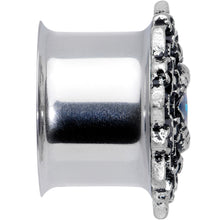 Load image into Gallery viewer, Blue White Evil Eye Mandala Double Flare Plug Set
