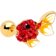 Load image into Gallery viewer, 16G 1/4 Red Gem Gold Tone Blow Fish Cartilage Tragus Earring
