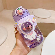 将图片加载到图库查看器，700ml Kids Water Bottle for School Boys Girl Cup With Straw BPA Free Cute Cartoon Leakproof Mug Portable Travel Drinking Water Bottle with Strap and Stickers Portable Leakproof BPA-Free Drinking Bottle for Girls School Outdoor Sports Travel
