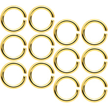 Load image into Gallery viewer, 14G 5/16 Gold Tone Anodized Seamless Cartilage Ring Set of 12

