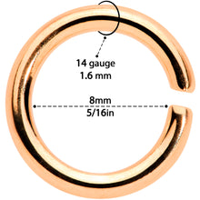 Load image into Gallery viewer, 14G 5/16 Rose Gold Tone Anodized Seamless Cartilage Ring Set of 12
