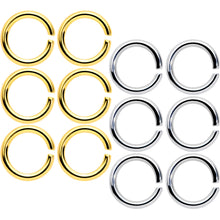 Load image into Gallery viewer, 14G 5/16 Steel Gold Tone Seamless Cartilage Ring Set of 12
