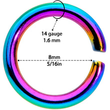 Load image into Gallery viewer, 14G 5/16 Steel Rainbow Anodized Seamless Cartilage Ring Set of 12
