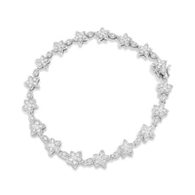 Load image into Gallery viewer, 14K White Gold 1 1/5 Cttw Round Diamond Flower Blossom Link Bracelet (H-I Color, SI1-SI2 Clarity) - Size 7"
