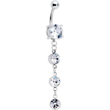 Load image into Gallery viewer, Clear CZ Gem Grade 23 Titanium Tiered Dangle Belly Ring
