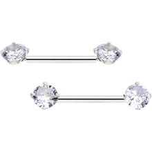 Load image into Gallery viewer, 14G 9/16 Clear CZ Gem Threadless Barbell Nipple Ring Set

