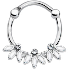 Load image into Gallery viewer, 16G 3/8 Clear Gem White Leaves Septum Clicker
