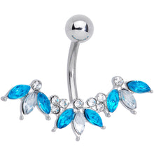 Load image into Gallery viewer, Clear Aqua Gem Comely Clusters Belly Ring
