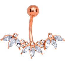 Load image into Gallery viewer, Clear Gem Rose Gold Tone Anodized Comely Clusters Belly Ring
