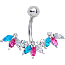 将图片加载到图库查看器，Pink Clear Aqua Gem Comely Clusters Belly Ring
