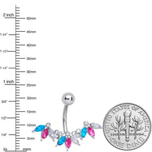 将图片加载到图库查看器，Pink Clear Aqua Gem Comely Clusters Belly Ring
