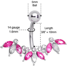 Load image into Gallery viewer, Clear Pink Gem Comely Clusters Belly Ring
