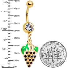 Load image into Gallery viewer, Clear Gem Gold Tone Delicious Grapes Dangle Belly Ring
