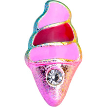 Load image into Gallery viewer, 16G 1/4 Clear Gem Rainbow Ice Cream Cone Cartilage Tragus
