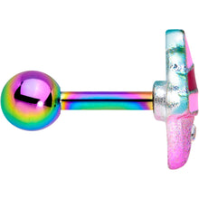 Load image into Gallery viewer, 16G 1/4 Clear Gem Rainbow Ice Cream Cone Cartilage Tragus
