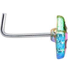 Load image into Gallery viewer, 20G 1/4 Clear Gem Rainbow Ice Cream Cone L Shaped Nose Ring
