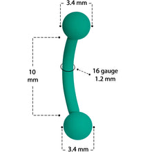 Load image into Gallery viewer, 16G 5/16 Teal Acrylic Matte Curved Eyebrow Ring
