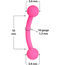 Load image into Gallery viewer, 16G 5/16 Pink Acrylic Matte Curved Eyebrow Ring
