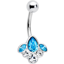 Load image into Gallery viewer, Clear Aqua Gem Classic Cluster Belly Ring
