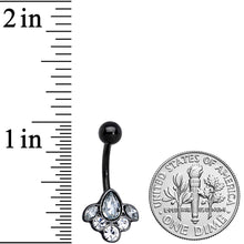 将图片加载到图库查看器，Clear Gem Black Anodized Classic Cluster Belly Ring
