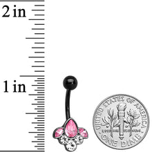 Load image into Gallery viewer, Clear Pink Gem Black Anodized Classic Cluster Belly Ring
