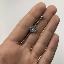 Load image into Gallery viewer, 14G Aqua Clear Gem Classic Cluster Industrial Barbell 38mm
