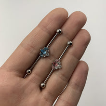 Load image into Gallery viewer, 14G Aqua Clear Gem Classic Cluster Industrial Barbell 38mm
