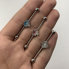 Load image into Gallery viewer, 14G Aqua Clear Gem Classic Cluster Industrial Barbell 38mm
