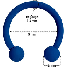 将图片加载到图库查看器，16G 3/8 Beautiful Blue Horseshoe Circular Barbell
