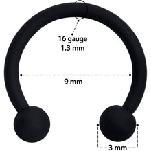 Load image into Gallery viewer, 16G 3/8 Beauteous Black Matte Horseshoe Circular Barbell
