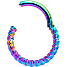 将图片加载到图库查看器，14G 3/8 Rainbow Twisted Elegance Cartilage Septum Clicker
