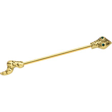 Load image into Gallery viewer, 14G Green Gem Gold Tone Tribal Snake Industrial Barbell 38mm
