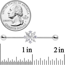 Load image into Gallery viewer, 14G Clear CZ Gem Star Burst Industrial Barbell 38mm
